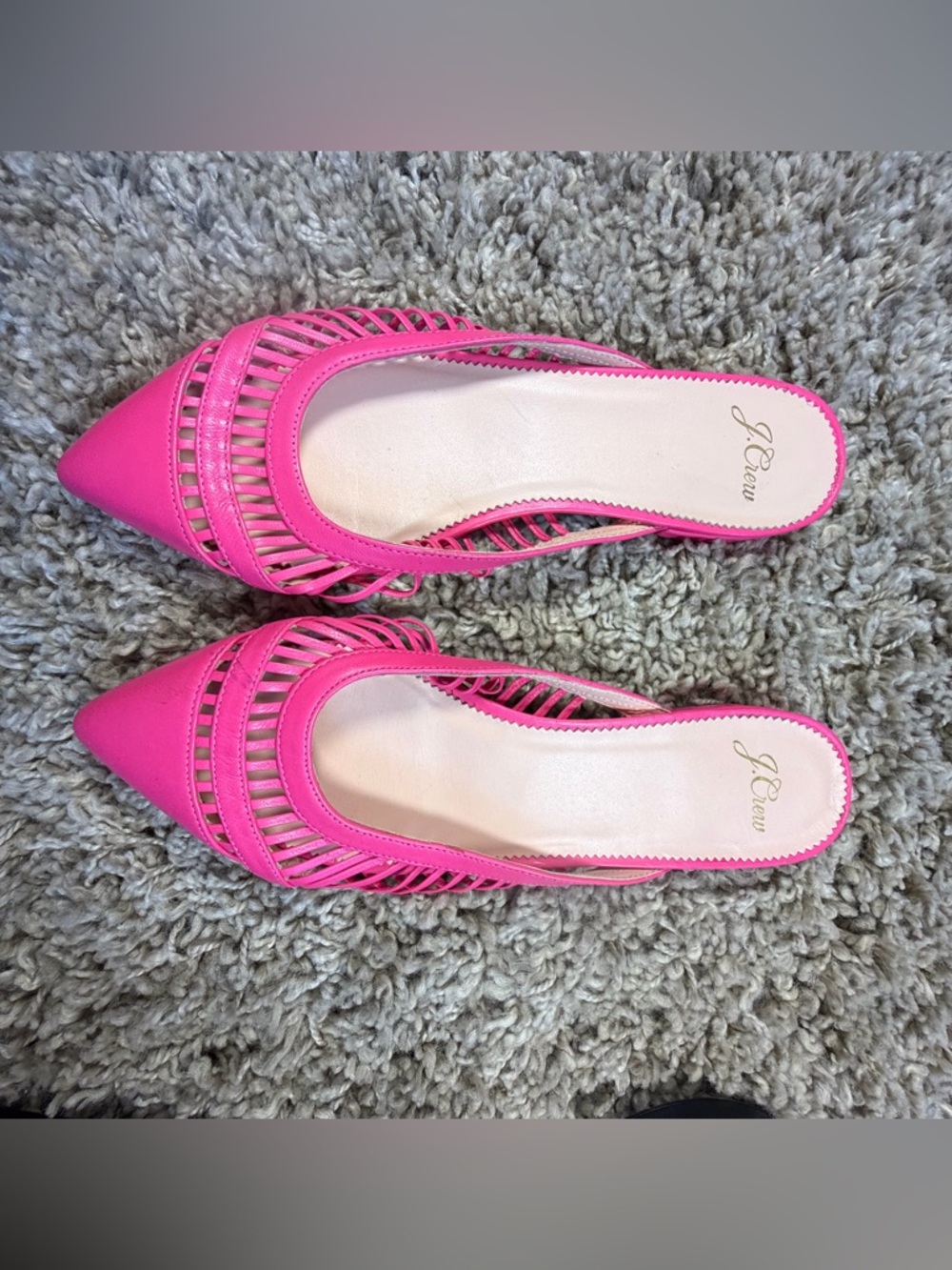 J. Crew Hot Pink Woven Pointed-Toe Slides
